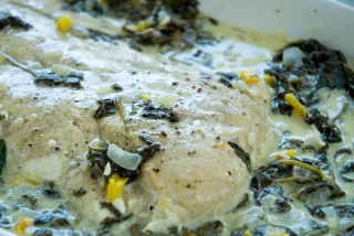Photo of BBQ-cooked Halibut in Spinach-Cream Sauce