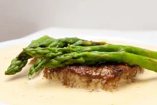 Photo of Filet Mignon with Asparagus on Espuma of Chanterelles