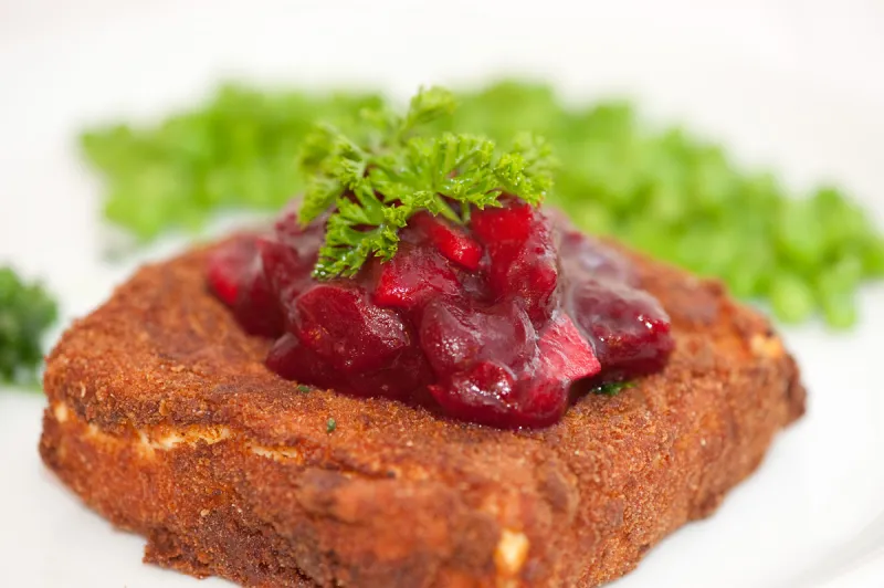 Photo of Deep-fried Feta Cheese with Cranberry Sauce